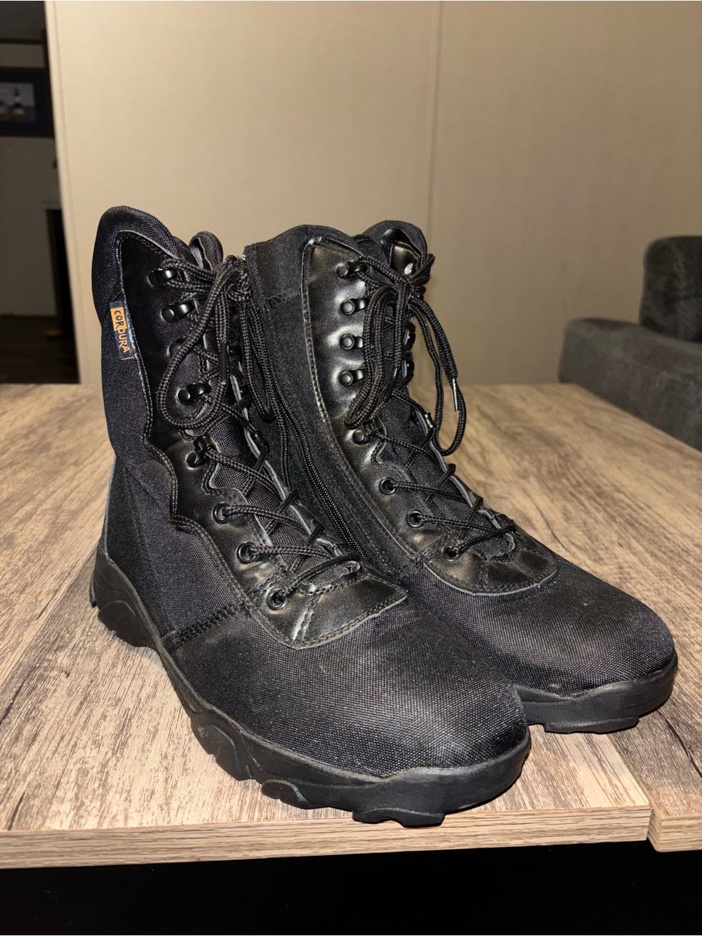 Men's Black Tactical Zip & Lace Boots